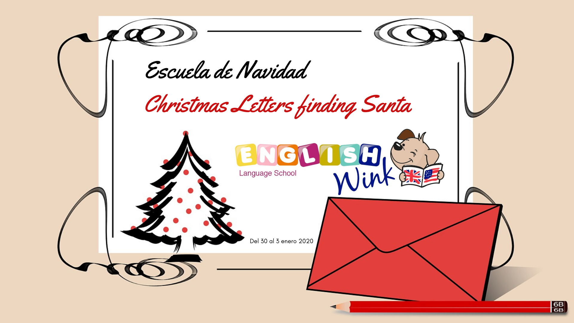Escuela de Navidad Christmas Letters finding Santa